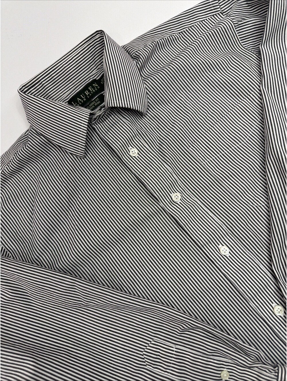 Lauren Men's Ralph Lauren Classic Fit No-Iron Button Shirt LS, Size-16 (32/33)
